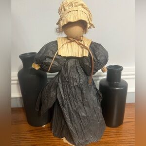 Country Handcrafted Black and Tan Paper Dressed Doll